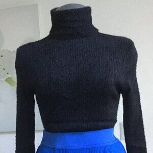 SCHRISTINA CO Turtleneck Soft Knitted Sweater Pullover Fuzzy Fluffy Blk Various